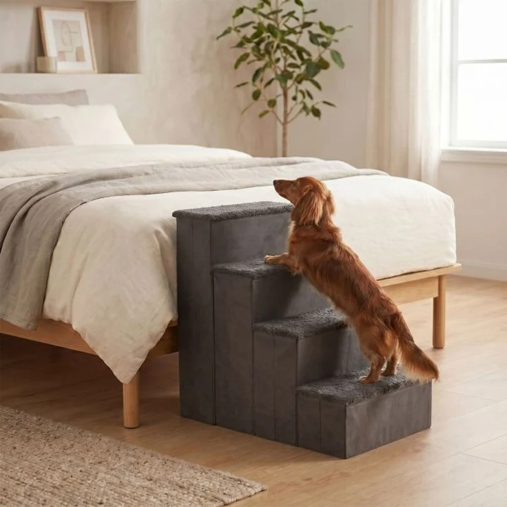 Relaxdays Faltbare Hundetreppe mit Stauraum – Bild 2