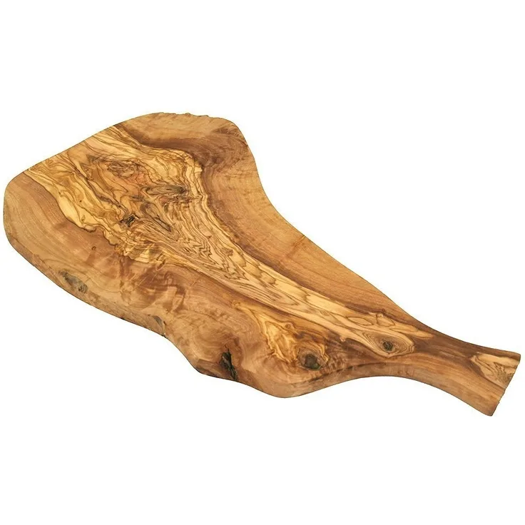 Olivenholz-erleben Servierbrett Servierbrett aus Olivenholz RUSTIKAL mit Griff 35 - 39 cm, (1-St)