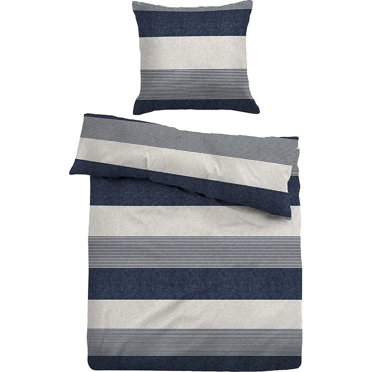 TOM TAILOR 0849790 Bettwäsche Garnitur Melange-Flanell 135x200 cm + 80x80 cm, Cobalt Blue