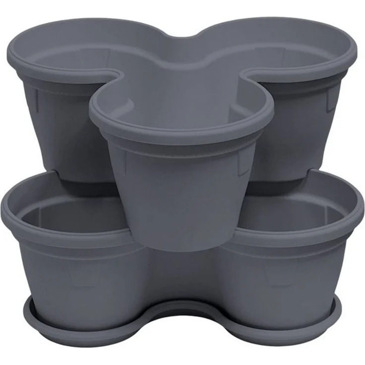 Engelland Blumenständer Säulentopf, Hochbeet, Kräuterbeet (Vorteils-Set, 2 St, 11 Liter Fassungsvermögen je Ebene), fallsicher, UV-beständig, stapelbar, platzsparend, robuster Kunststoff – Bild 4