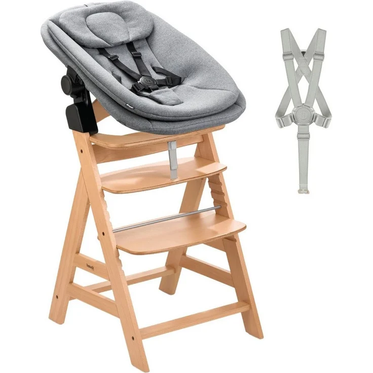 Hauck Hochstuhl Set mit Babywippe Alpha Newborn Set Pro Nature Grey – Bild 5