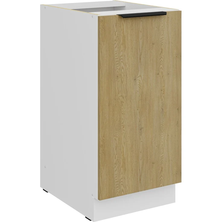 Küchen Unterschrank 40 cm CREMONA Eiche hell + Weiß matt Küche Küchenzeile Küchenblock Einbauküche – Bild 1