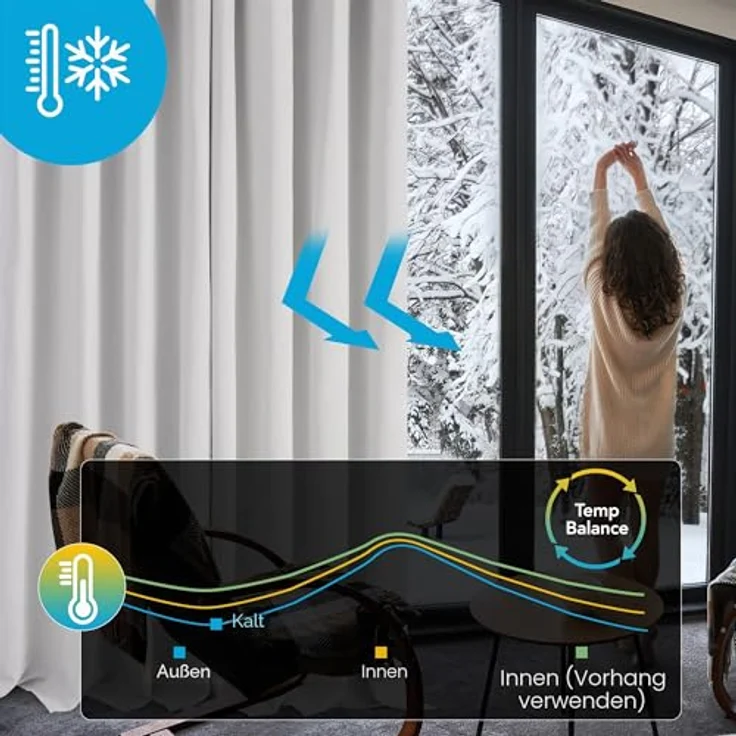 Deconovo Vorhang Blickdicht mit Kräuselband Verdunklungsgardine Silber Grau | 2er Set, H 245 x B 140 cm, Thermogardine Wärmeisolierend, für Wohnzimmer, Schlafzimmer Gardinen, Thermal Curtain, Sichtschutz – Bild 6