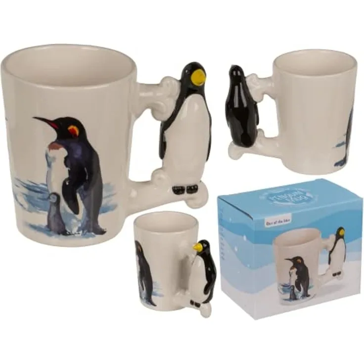 Tasse ca. 300 ml im 3D Design Meereswelt mit verschiedenen Motiven Kaffeetasse Pinguin