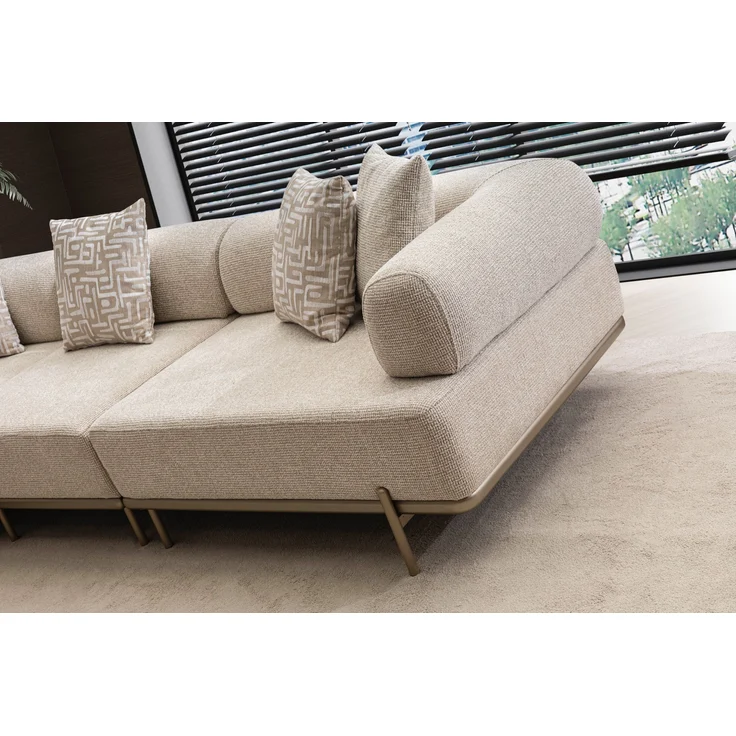 Ecksofa "Norella" mit Hocker-Beige – Bild 5