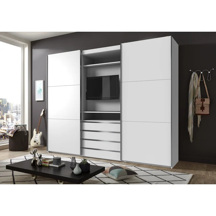 TV-Schrank >MAGIC< in WEISS - 300x236x65cm (BxHxT) – Bild 1