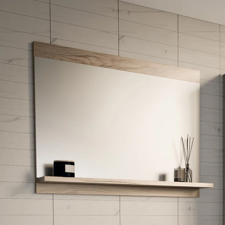 Badezimmerspiegel Krildihana 60x50x12 cm Eicheoptik [en. casa]