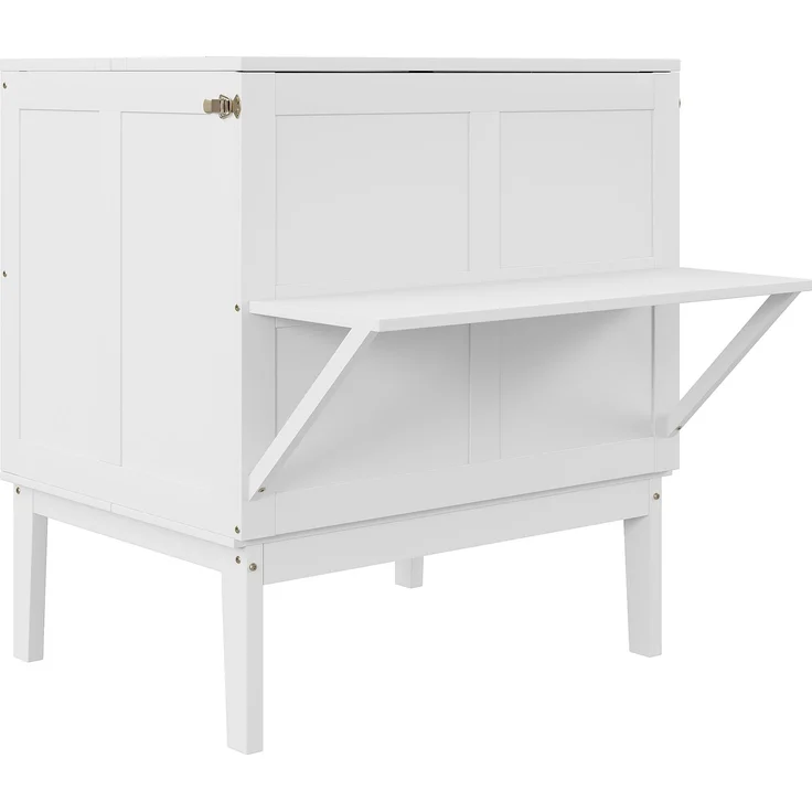Schrankbett 90x200 cm, Wandbett mit Lattenrost, Wandklappbett, vertikales Schrankbett mit Lattenrost, Jugendbett, weiß – Bild 9