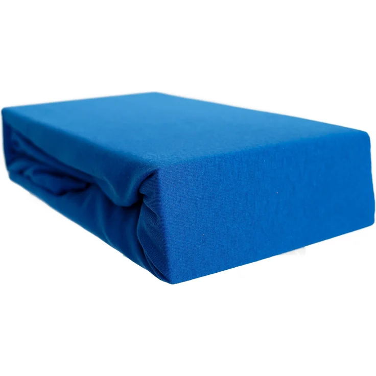 Jersey Spannbettlaken 100% Baumwolle 120-130x200 cm + 25 cm Rundumgummizug Blau – Bild 1