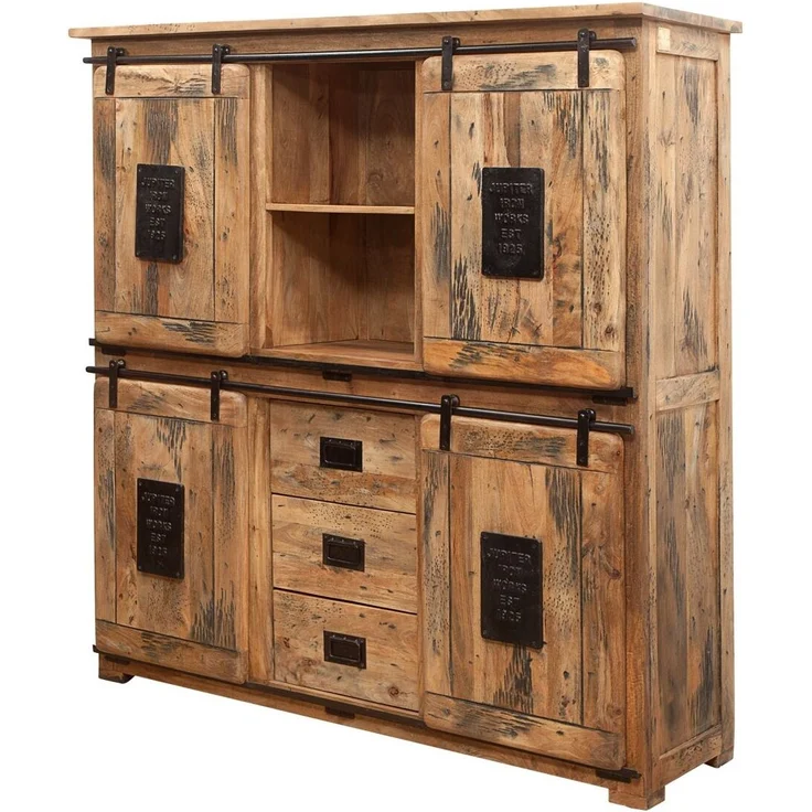 Highboard Mango 150x45x160 natur lackiert RAILWAY #125 – Bild 1