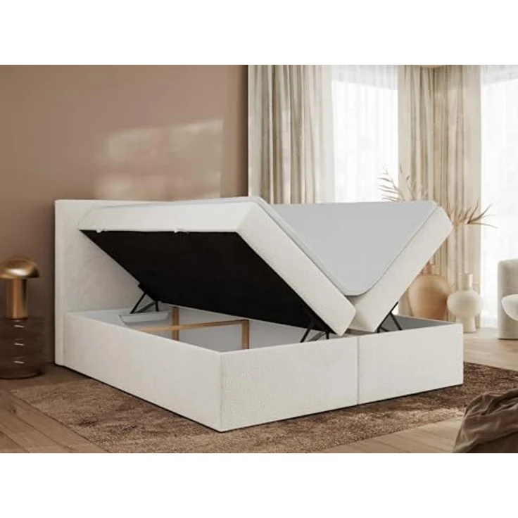 MKS Boxbett Jaguar, Ecru, 2-Sitzer, 200x200 cm, H4, 7-Zonen Taschenfederkern, Oeko-Tex® – Bild 5