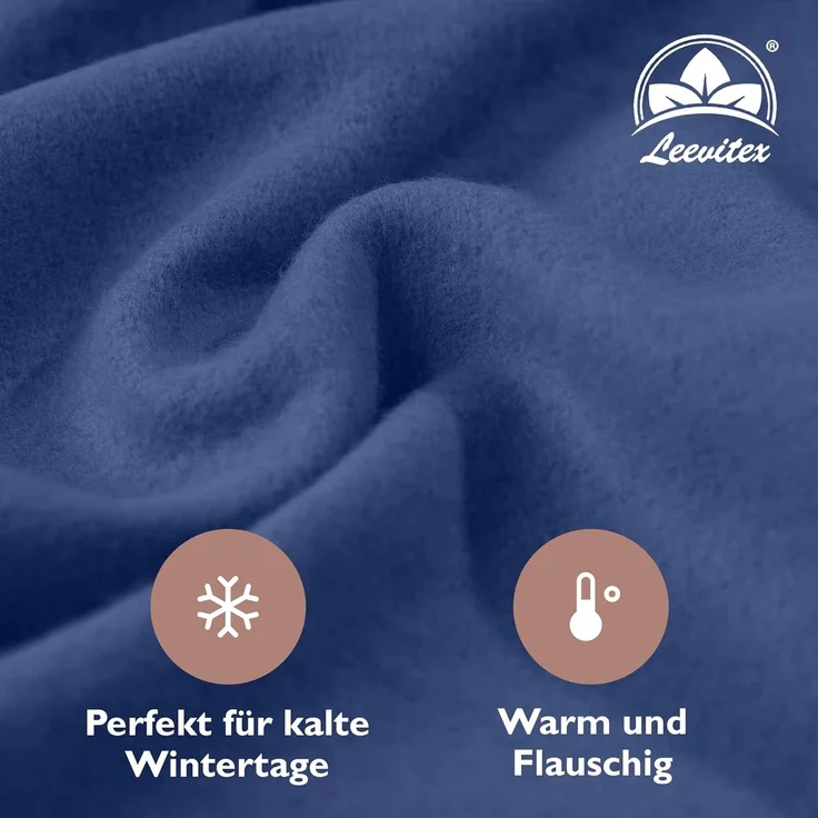 leevitex® Spannbettlaken für kalte Nächte – angenehm weich, passgenau, farbstark & pflegeleicht, Thermo-Fleece, Gummizug: Rundum, (1 Stück), OEKO-TEX zertifiziert, hautfreundlich, 40 cm Steghöhe, elastisch – Bild 3