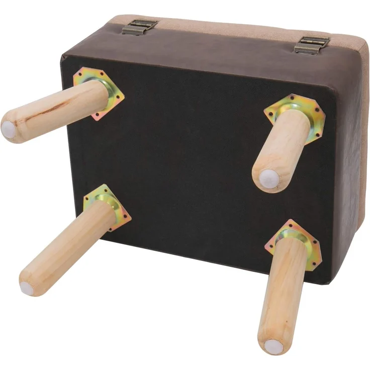 HMF Stauraumhocker handgefertigter Hocker aus Holz, dekoratives Wohnaccessoire, Vintage Sitzhocker mit Stauraum 40 x 32 x 39 cm, Braun, Klassik – Bild 7