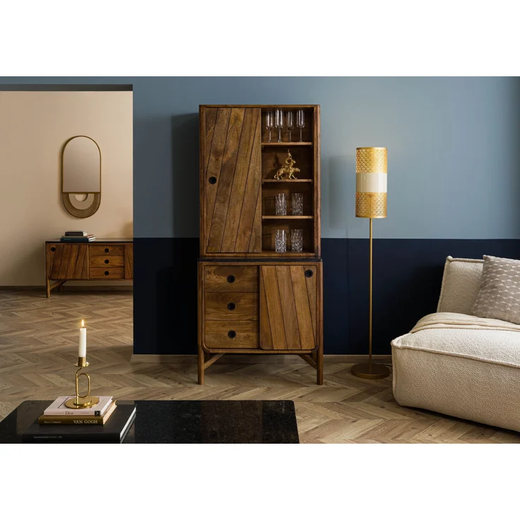 Buffet Mango 80x45x180 braun geölt / dunkler Granit LOS ANGELES #104 – Bild 9