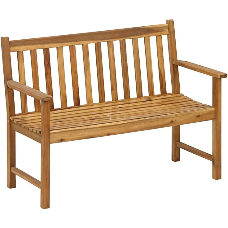 Dehner Gartenbank Mykonos, 2-Sitzer, ca. 120 x 89 x 61 cm, aus FSC® - zertifiziertem Akazienholz, braun