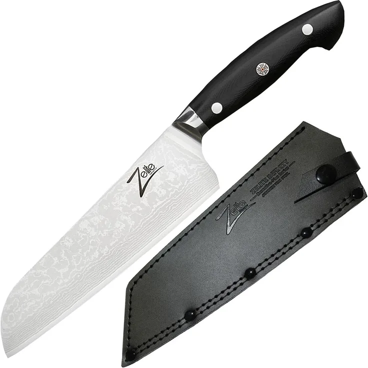 Executive-Plus Serie 7" Santokumesser 61 HRC Damaszenerstahl Schwarz