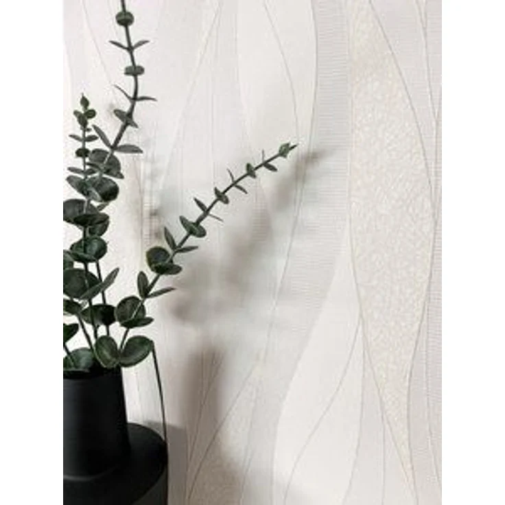 Newroom Vliestapete, Weiß Tapete Streifen Linien - Glitzertapete Geschwungene Linien Modern Modern Wellen Glitzer für Wohnzimmer Schlafzimmer Küche – Bild 5