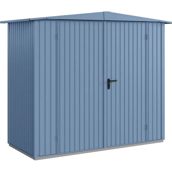 Hörmann Metall-Gerätehaus Berry Classic mit Satteldach Typ 1, 259 x 121 cm, taubenblau, 3,1 m²,2-flüglige Tür