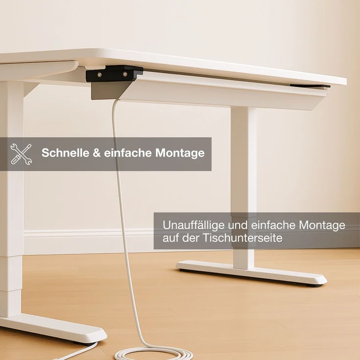 ASSMANN Horizontaler Kabelkanal Flex-big + Vertikale Kabelführung + 6-fach Steckdose Signalweiß 128 x 16 x 10 cm Metall – Bild 3