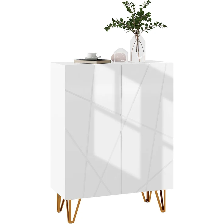 Moderner Schuhschrank für 15–20 Paar Schuhe, verstellbare Einlegeböden und gedämpfter Verschluss, 72 x 31,5 x 95 cm, Weiß – Bild 1