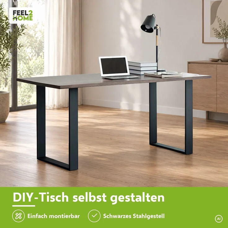 Tischuntergestell 90x72cm Möbelfüße Schwarz Tischbeine Industrie Bankkufen Stahl – Bild 9