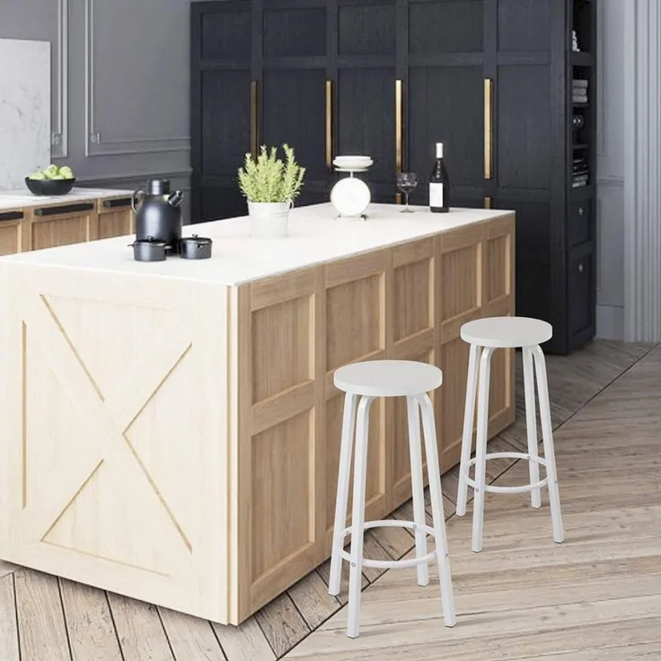 2er-Set Bistrohocker aus MDF & Metall Cindy weiß