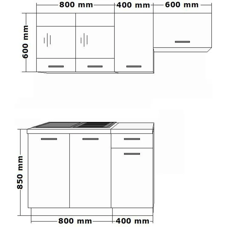 'Dave Mini 180 cm' Küchenzeile, Eiche Sonoma Trüffel, 85 x 60 x 180 cm – Bild 3