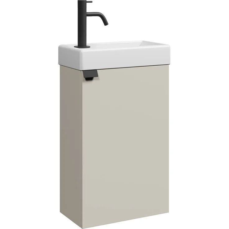 Badplaats Gäste-WC Waschtisch Set Apollo 40 x 22 cm Cashmere - Platzsparende Badmöbel Set mit Waschbecken und Unterschrank – Bild 1