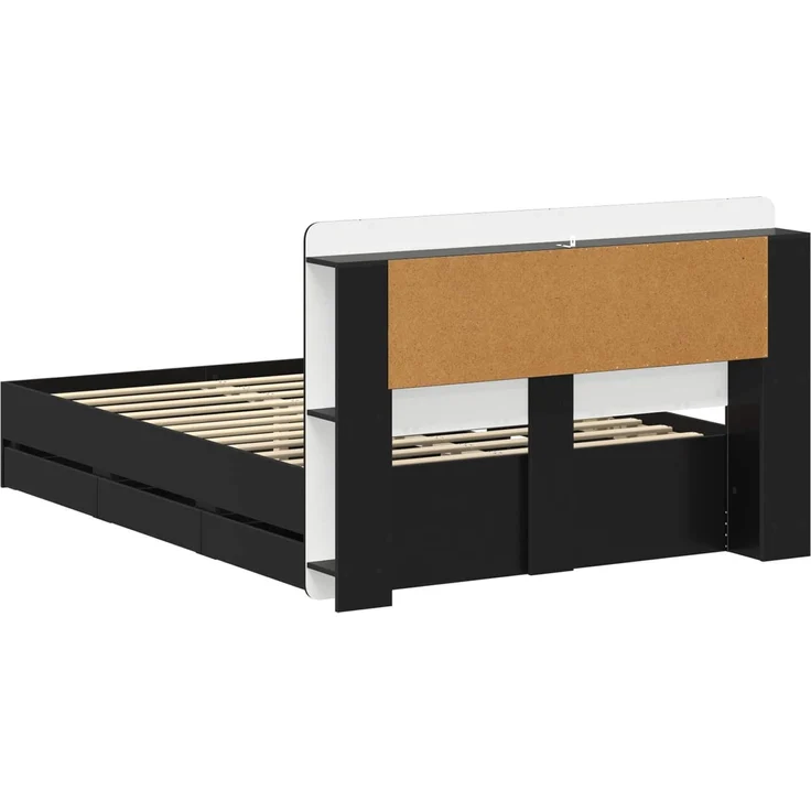 vidaXL Bettgestell mit Stauraum und Kopfteil Schwarz 150 x 200 cm 3434052 – Bild 6