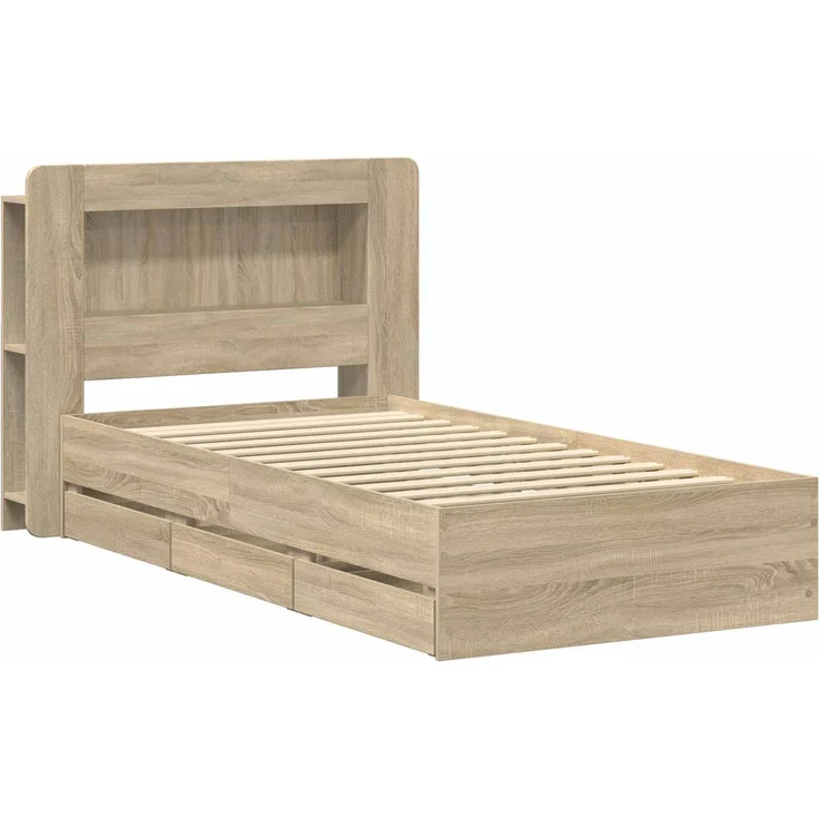 vidaXL Bettgestell mit Stauraum und Kopfteil Sonoma-Eiche 75 x 190 cm 3433995 – Bild 3