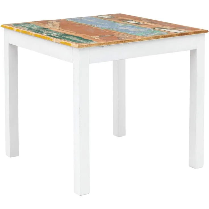 Esstisch Holz massivum Perth 80x80 cm quadratisch recyceltes Hartholz weiß bunt Shabby Chic Landhausstil Küchentisch Esszimmermöbel