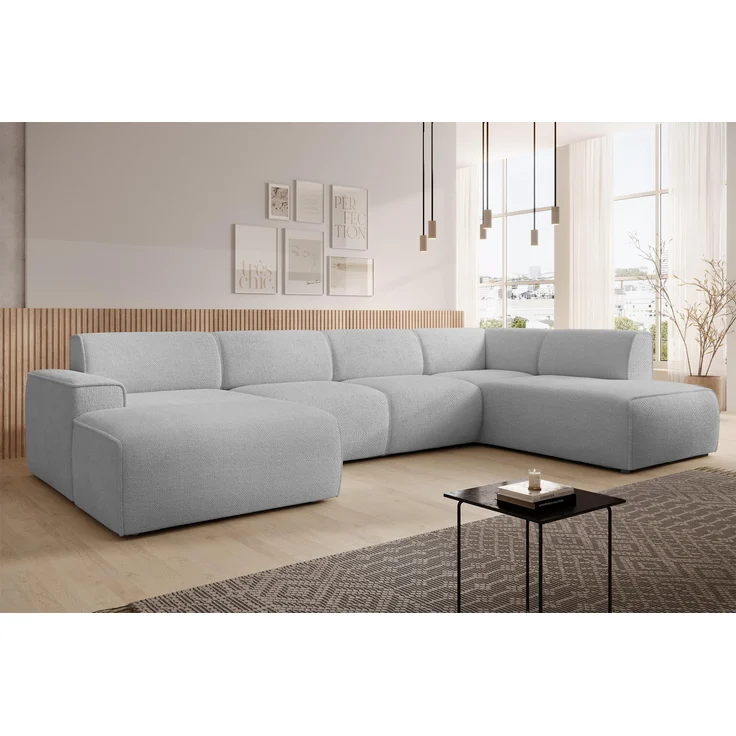 AX LIVING XXL Sofa U Form Didim Hellgrau 378cm breit modern & großzügig R – Bild 1