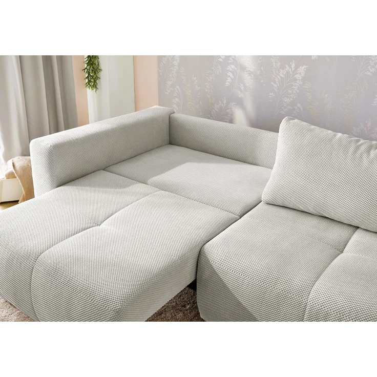 Schlafcouch Verwandlung Big-Sofa - Ecksofa Gästebett Bettkasten Cord Silbergrau – Bild 8