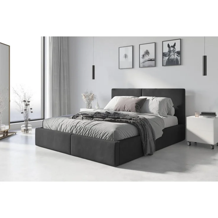 BMS Polsterbett Hilton in Graphit inkl. Stauraum und Matratze – Bild 2