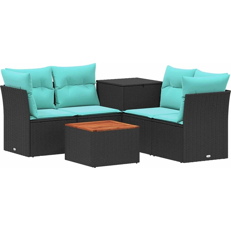 vidaXL Sofa Set 6 stk. Schwarz und Blau 55 x 55 x 37 cm 3447342 – Bild 2