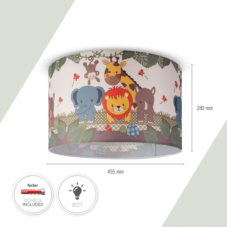 Paco Home Deckenleuchte Diamond 634, ohne Leuchtmittel, Kinderlampe Deckenlampe LED Kinderzimmer, Dschungel-Tiere, E27 – Bild 3
