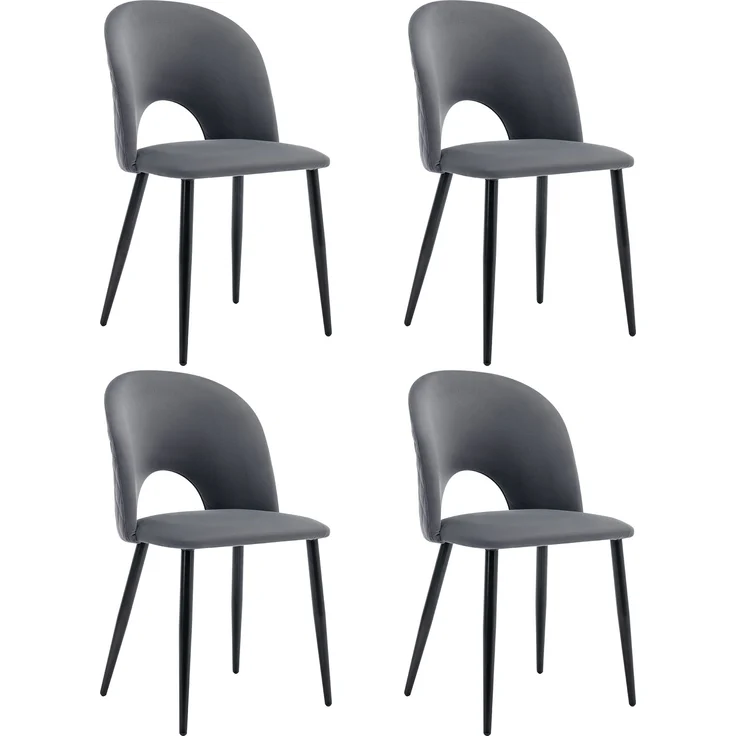 Essgruppe 5-teilig mit Grau Marmor-Optik Esstisch 140x80 cm & 4 grau Samt Esszimmerstühlen, Küchen Tischset – Bild 5