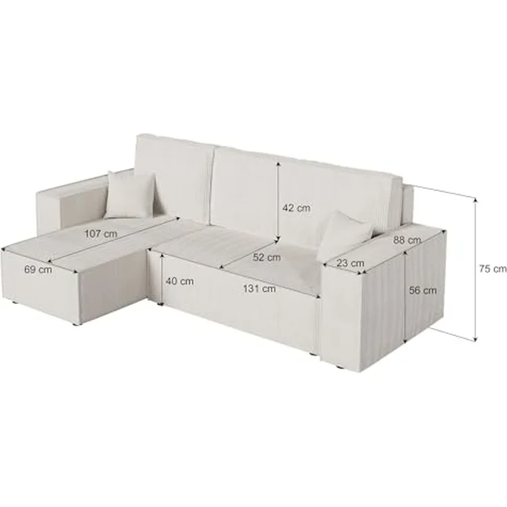 Lookway Ecksofa Gepolstertes CARLOS L-Form, Schlaffunktion – Bild 3