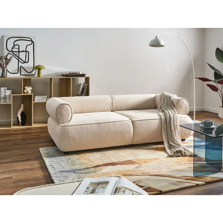 Sofa 3-Sitzer SALLA Bouclé Cremeweiß – Bild 3