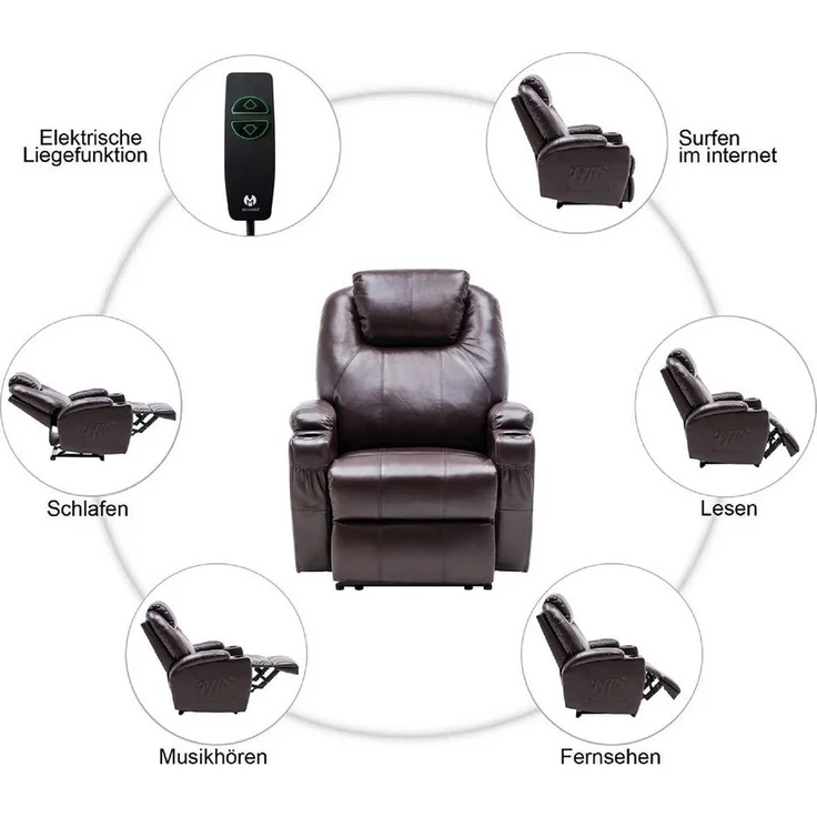 MCombo Relaxsessel MCombo Elektrisch Relaxsessel Massagesessel Fernsehsessel 7061, mit Relaxfunktion – Bild 2