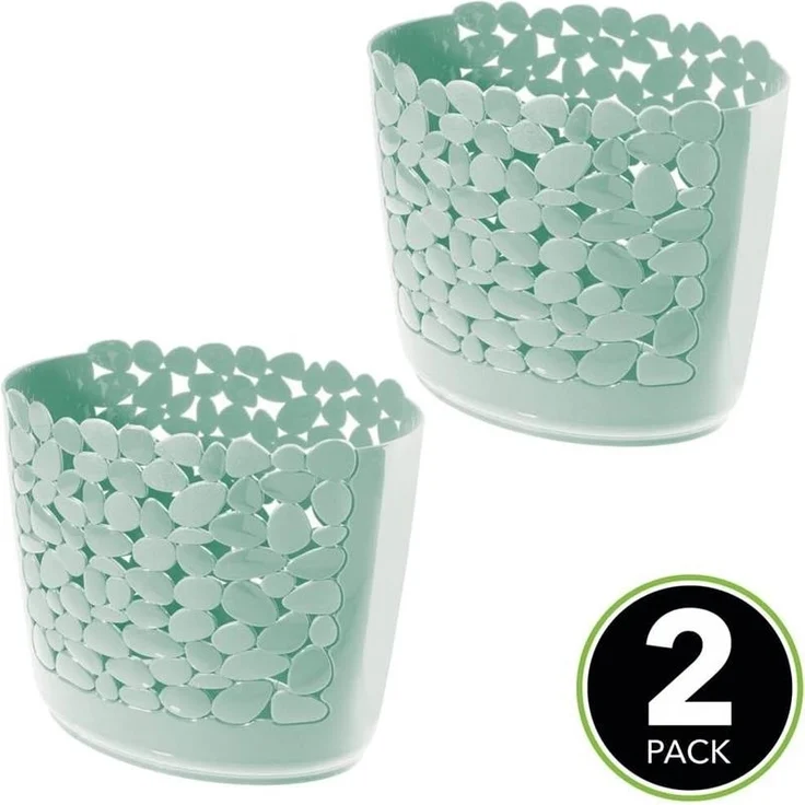 mDesign Papierkorb Abfalleimer Mülleimer 2er Set Kieselsteinoptik Mintgrün – Bild 4