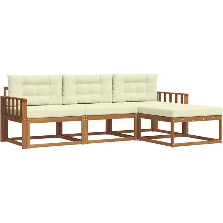 vidaXL Outdoor-Sofagarnitur 4 stk. 4-Sitzer Natur und Creme 3367398 – Bild 2