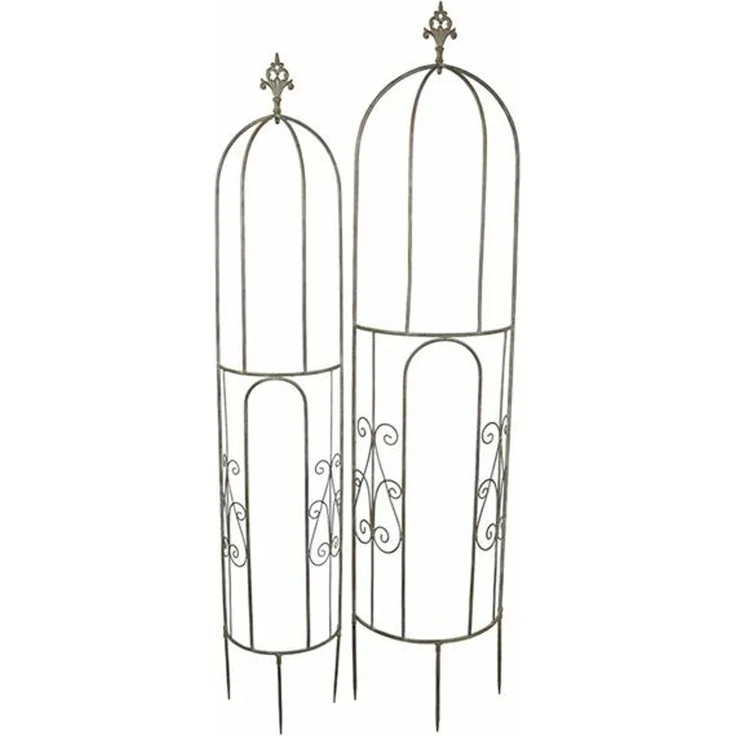 2x Rankturm "Lilie" aus Metall, braun, 137 & 146 cm hoch, Rankhilfe halbrund, Rankkegel, Rankgerüst – Bild 5