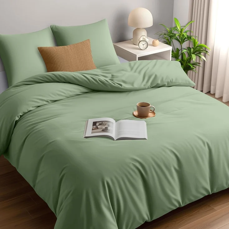 Utopia Bedding Bettwäsche 220x240 Set - Mikrofaser Bettbezug 240x220 cm + 2 Kissenbezüge 65x65 cm - (Salbeigrün) – Bild 1