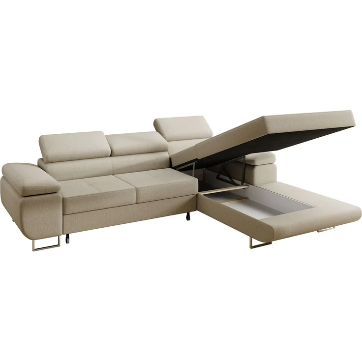 Ecksofa in L-Form PRESTO, L-förmige Eckcouch mit Schlaffunktion, ausziehbares Sofa, Bettzeugbehälter, Eckcouch, verstellbare Kopfstützen (Monolith 84), 72x201 cm – Bild 4