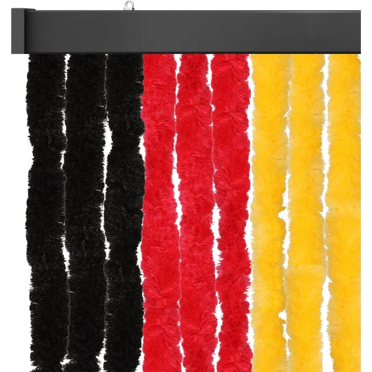 Flauschvorhang 80x220 cm in Unistreifen schwarz - rot - gelb, perfekter Insekten- und Sichtschutz für Ihre Balkon- und Terrassentür, viele Farben – Bild 1