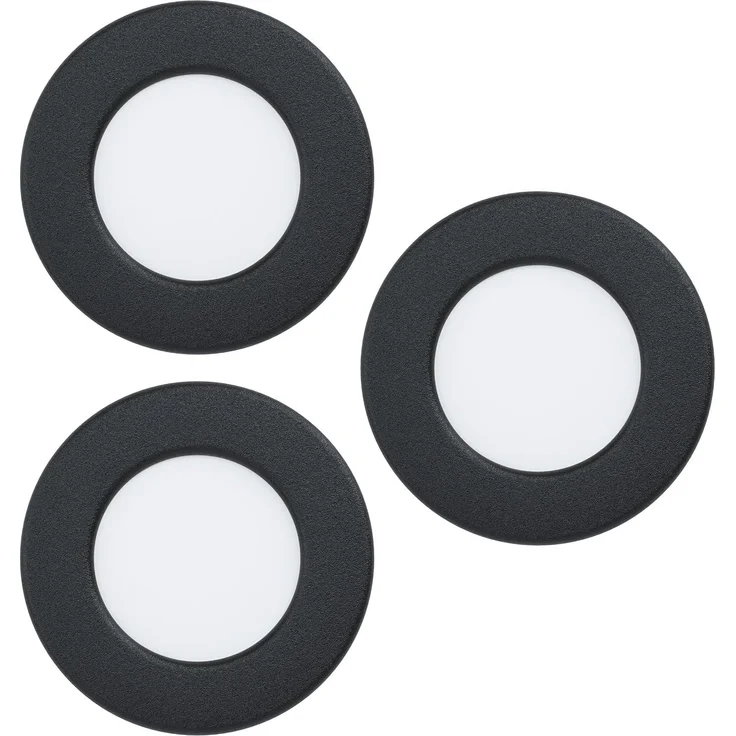 EGLO connect.z 3er-Set Smart-Home LED Bad-Einbaustrahler Fueva 6-Z, flach, Ø 8,6 cm, ZigBee, App und Sprachsteuerung Alexa, RGB, warmweiß-kaltweiß, dimmbar, Metall Einbauspot schwarz, IP44 – Bild 1