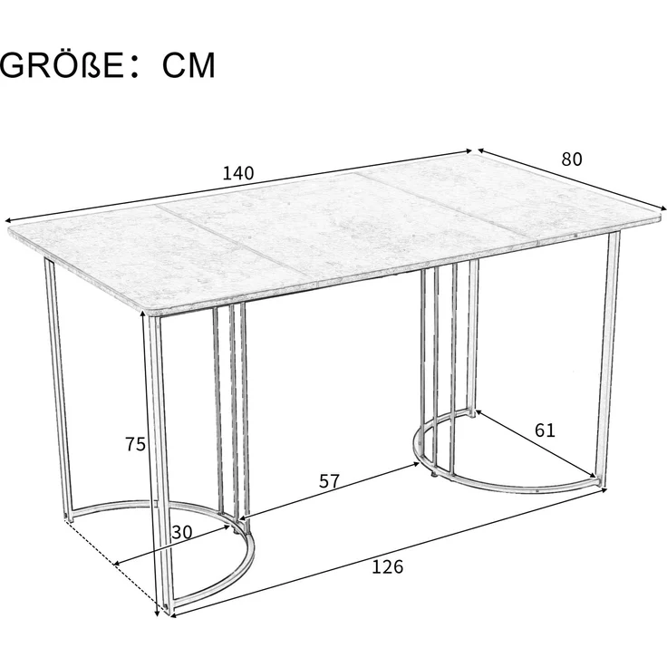 Merax Essgruppe (5-tlg), Esstisch mit 4 Stühlen Set, Moderner Küchentisch Set , 140×80cm Küchentisch mit Schwarz Metallbeinen, MDF Tischplatte in Weißer, Dunkelgrün Samt Esszimmerstühle – Bild 3