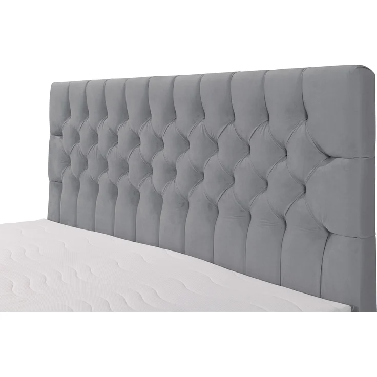 Selsey 'Daissy' Boxbett 160×200 mit Matratze und Topper, Samt, Grau – Bild 9
