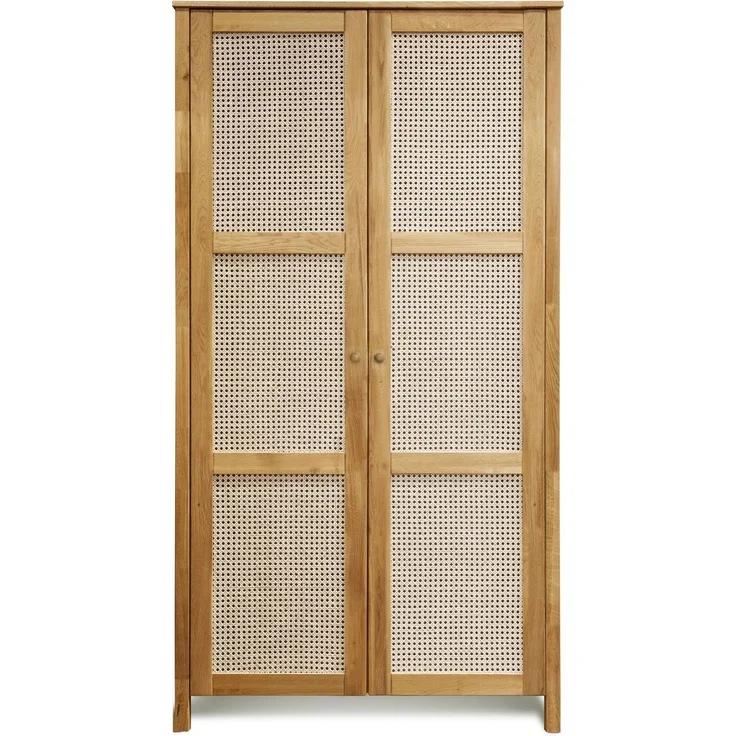 MSZ Design Kleiderschrank FRIA 2 Türen Wildeiche geölt mit Wiener Geflecht Natur 107x61x202 cm – Bild 2